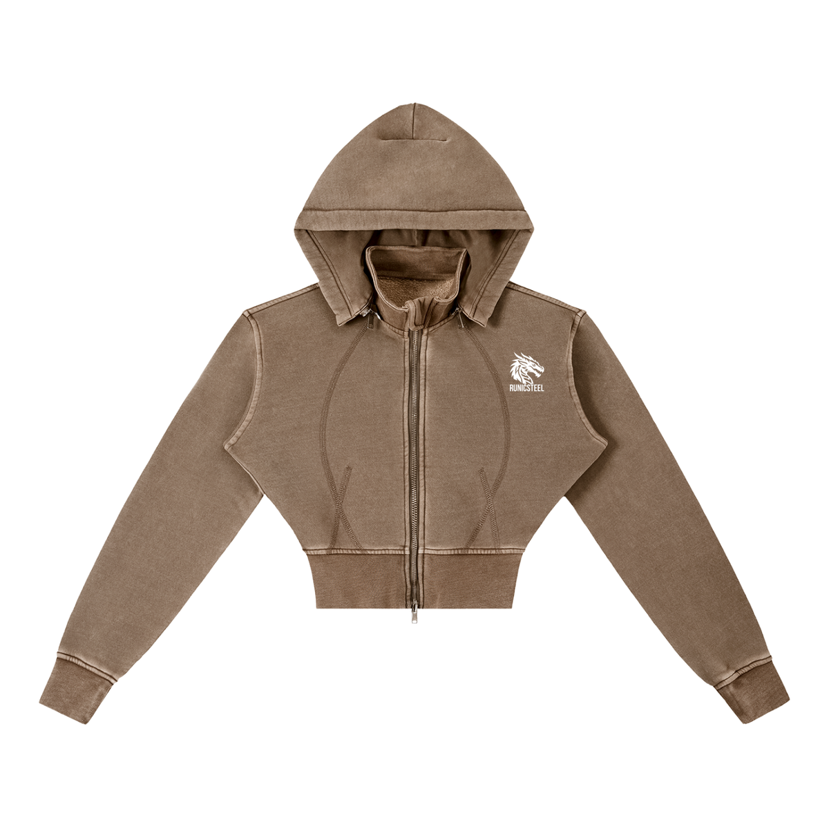 Vintage Zip Crop Hoodie