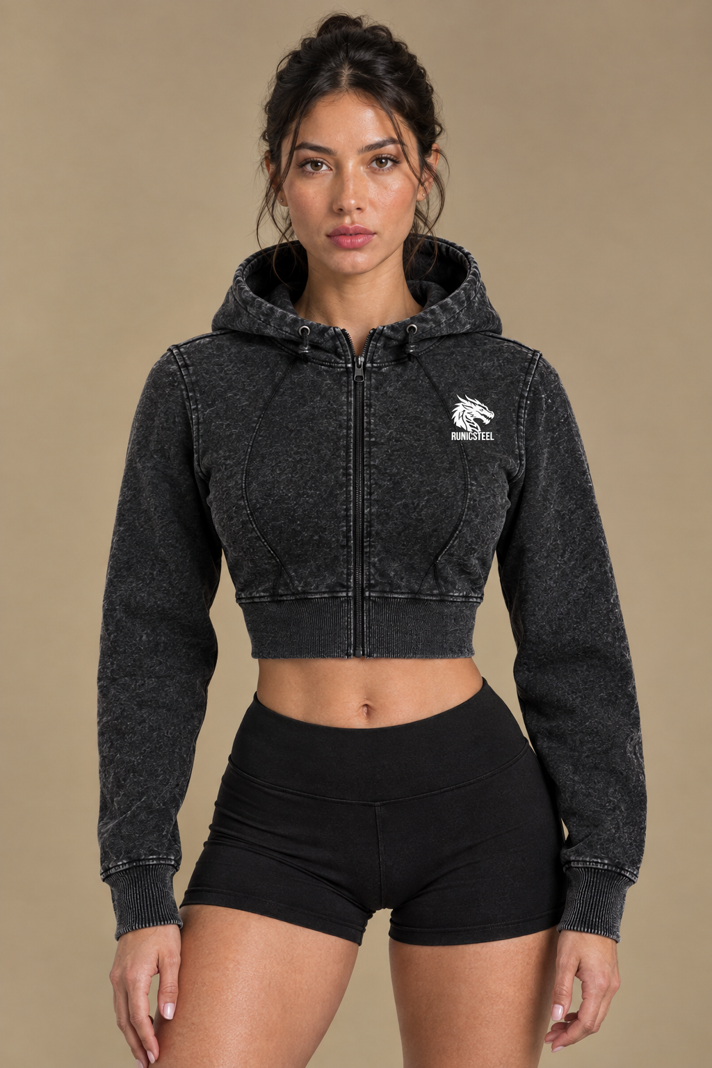 Vintage Zip Crop Hoodie