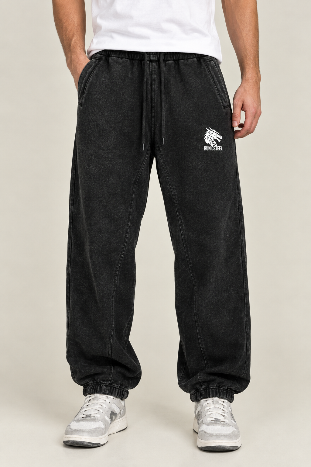 Snow-Wash Fleeced Joggers