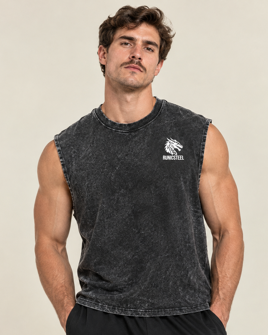 Acid Wash Heavyweight Muscle Tank