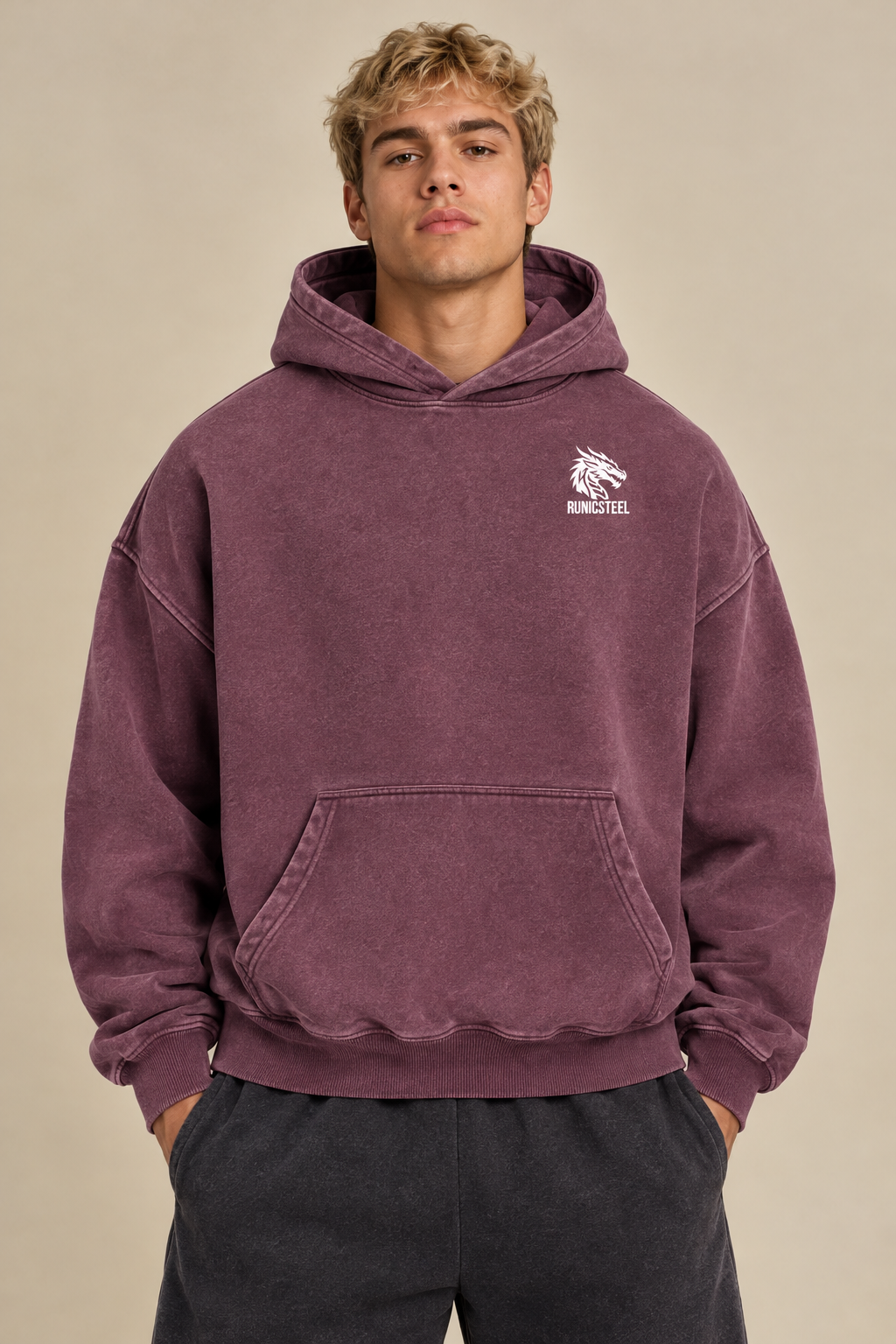 Snow-Wash Oversized Hoodie