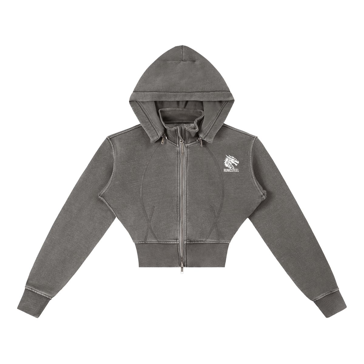 Vintage Zip Crop Hoodie