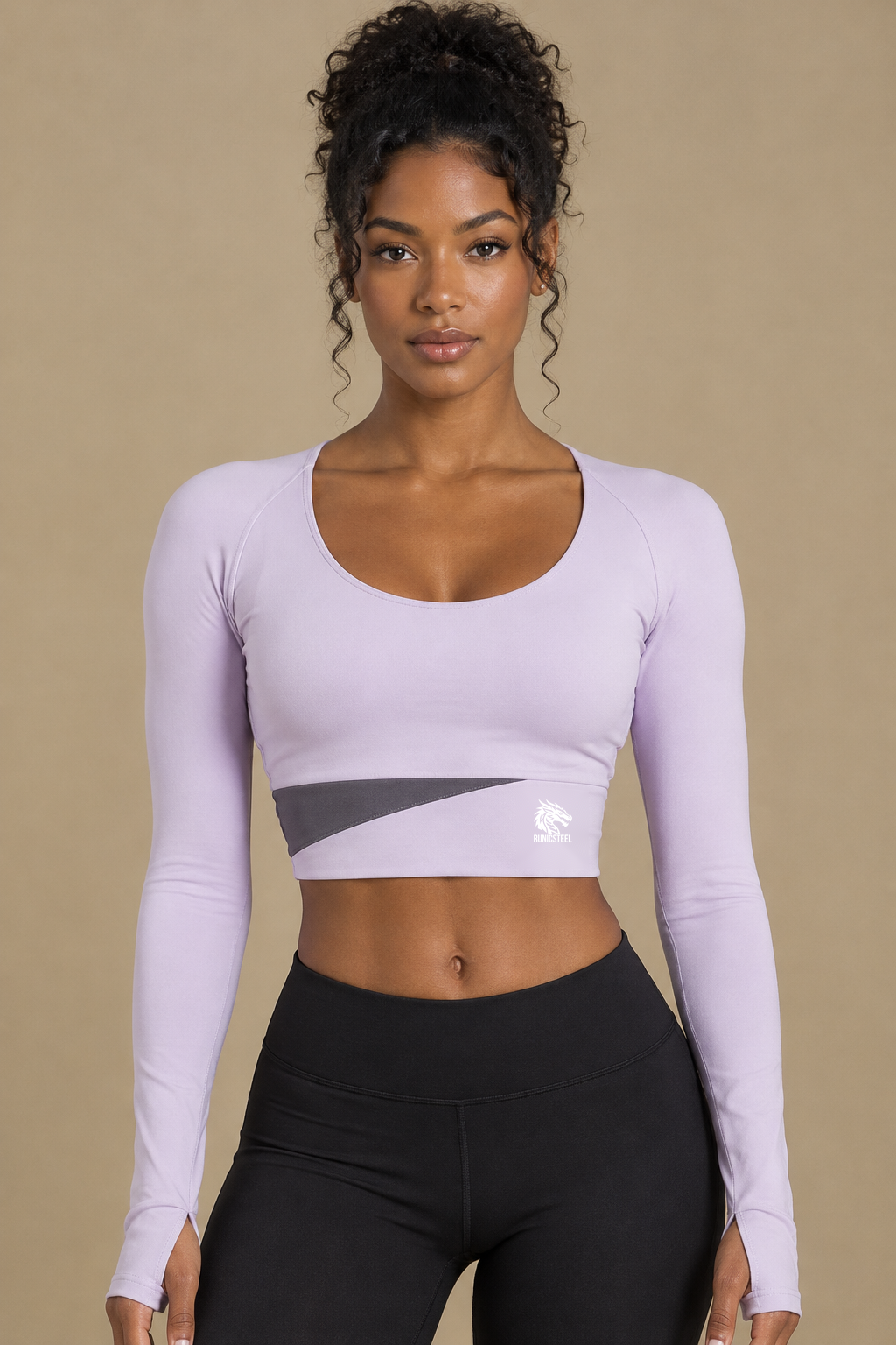Contour Lined Long Sleeve Crop