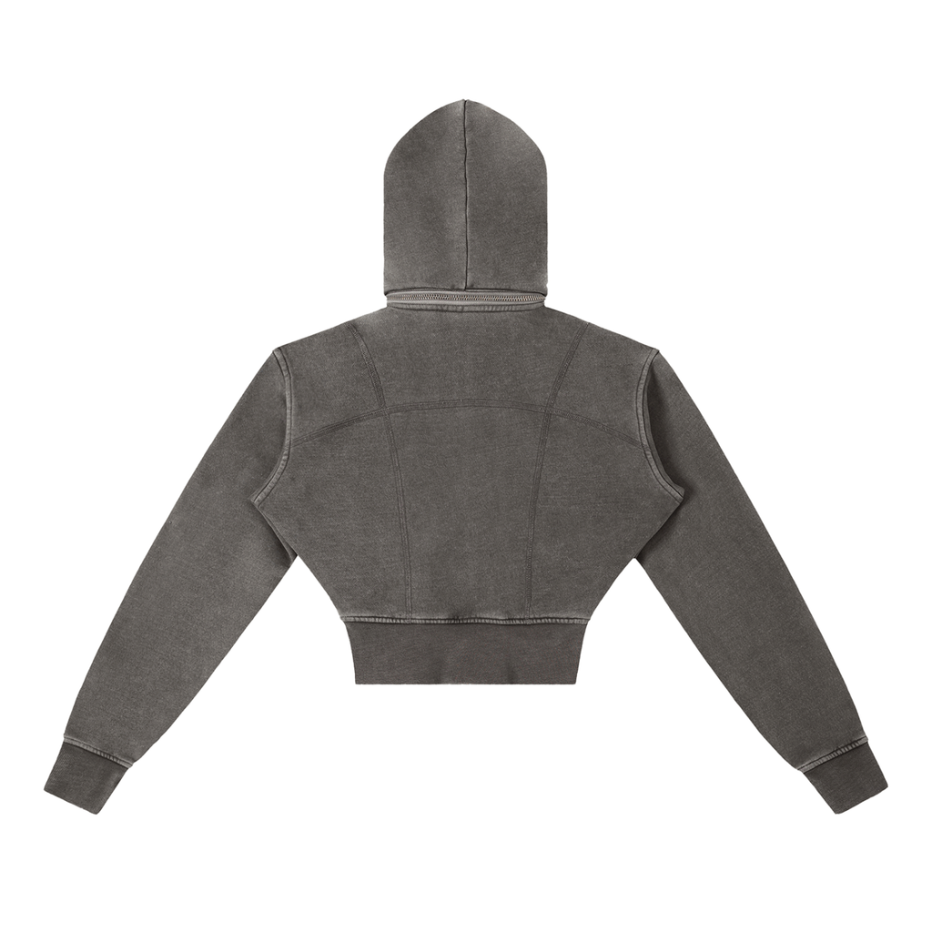 Vintage Zip Crop Hoodie