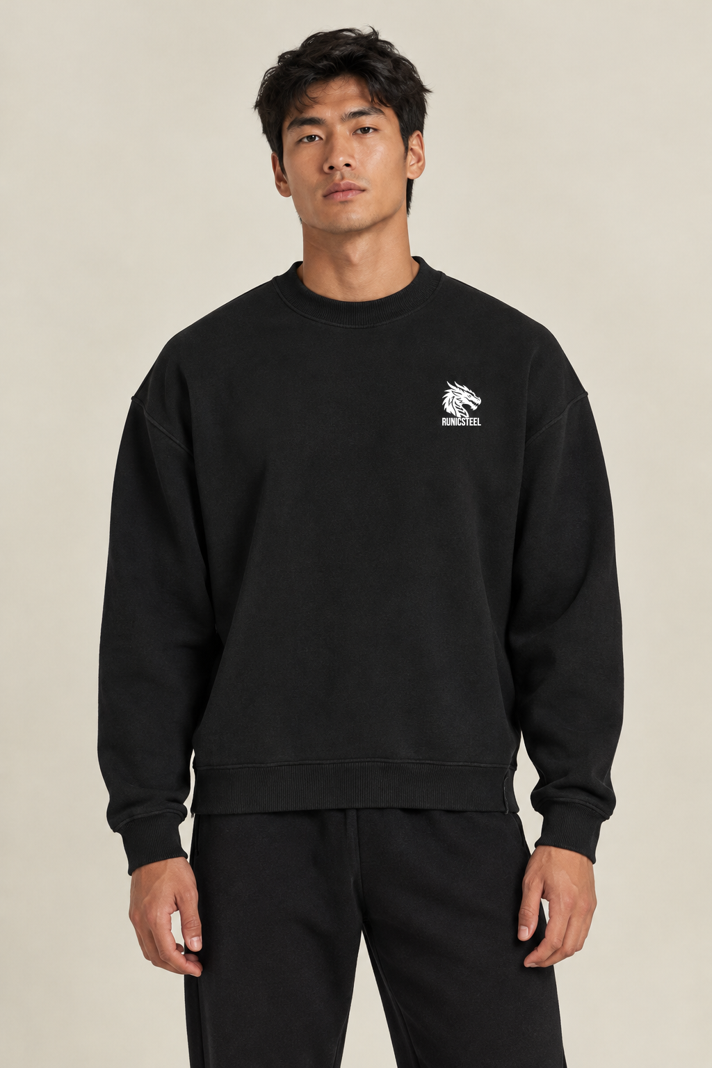 Side-Slit Oversized Crewneck